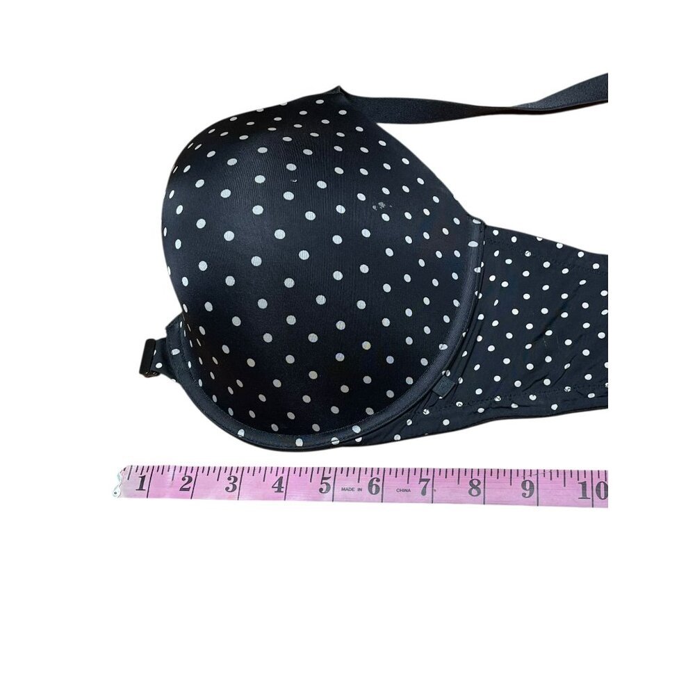 Victorias Secret 38DDD Black & White Polka Dot Push-Up Bra With Lace Racerback D - Picture 5 of 8